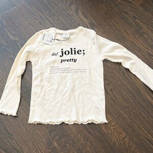 Zara Kids Cream Long Sleeve Tee